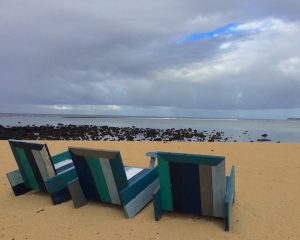 Strand auf Mauritius; kosmische Energie, nur wenige Meter vom Vortex entfernt